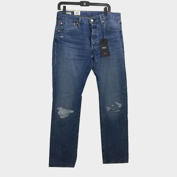 New Levi's 501 Original Straight Leg Button Fly Denim Jeans Premium BIG E 34x34 - Picture 1 of 5